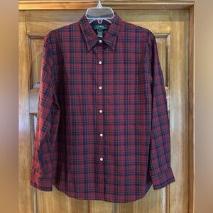 Lauren Ralph Lauren Women's Maroon and Navy Plaid Shirt